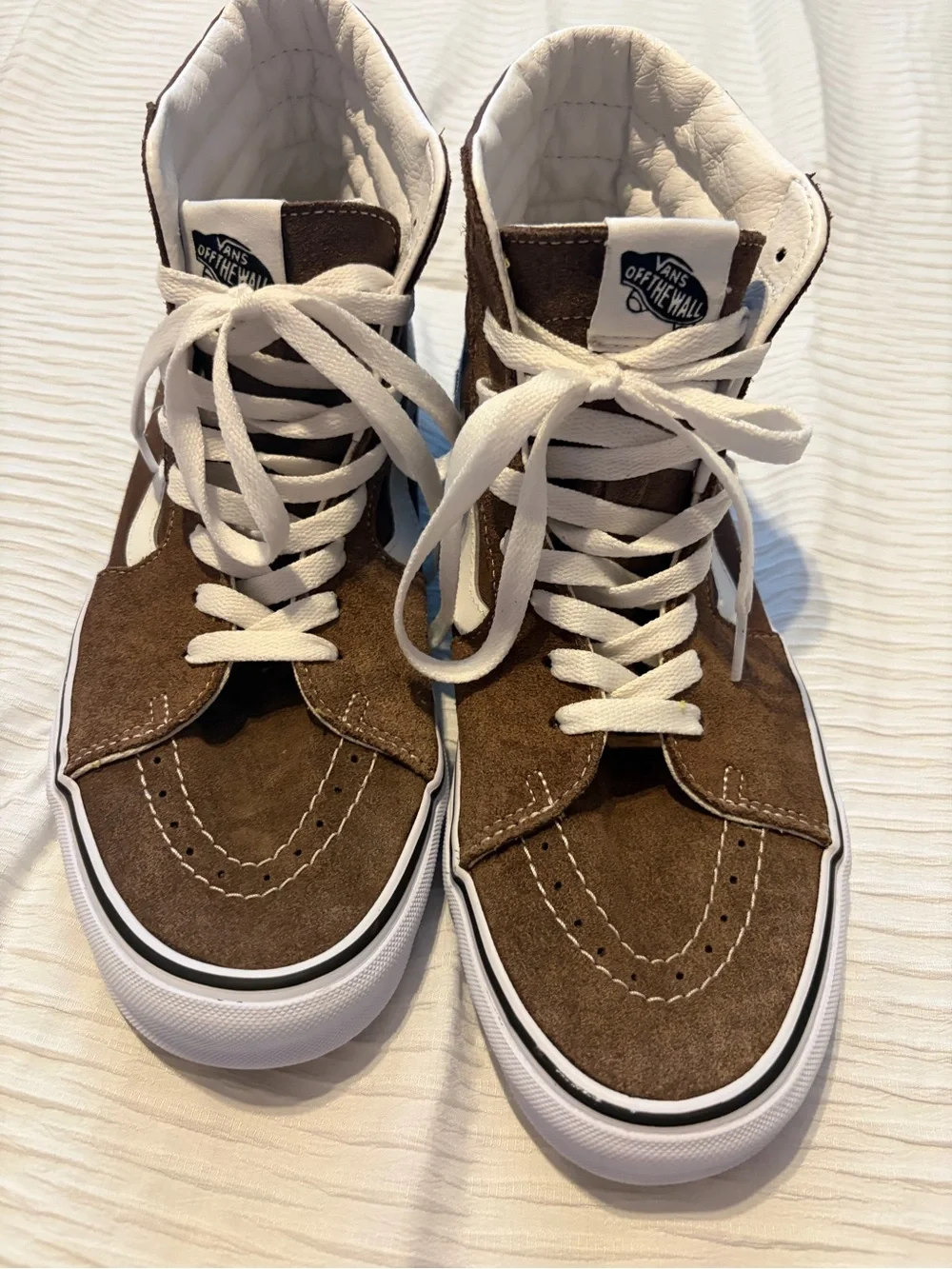 Vans Brown & White High-Top Suede Skate Sneakers